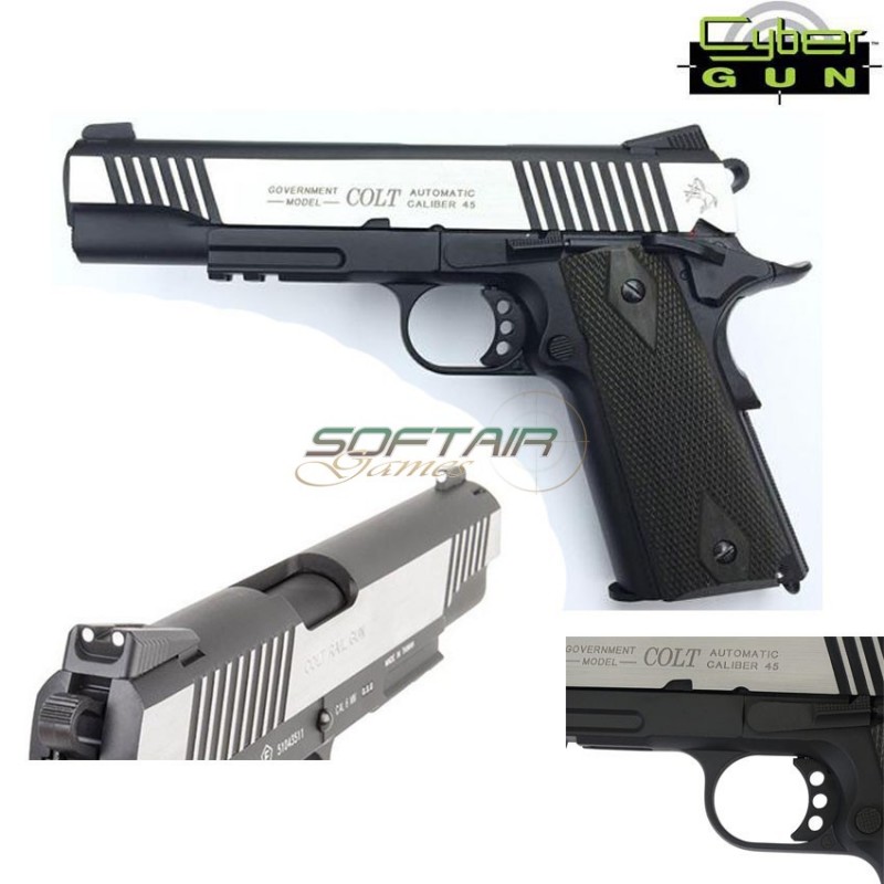 Pistola A Co2 Colt 1911 Scarrellante Black/silver Cybergun (180525) Pistola A Co2 Colt 1911 Scarrellante Black/silver Cybergun (180525)