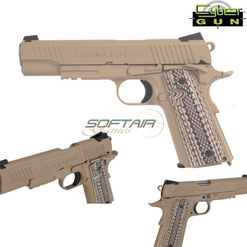 Co2 Blowback Pistol Colt 1911 M45a1 Desert Sand Cybergun (180521)