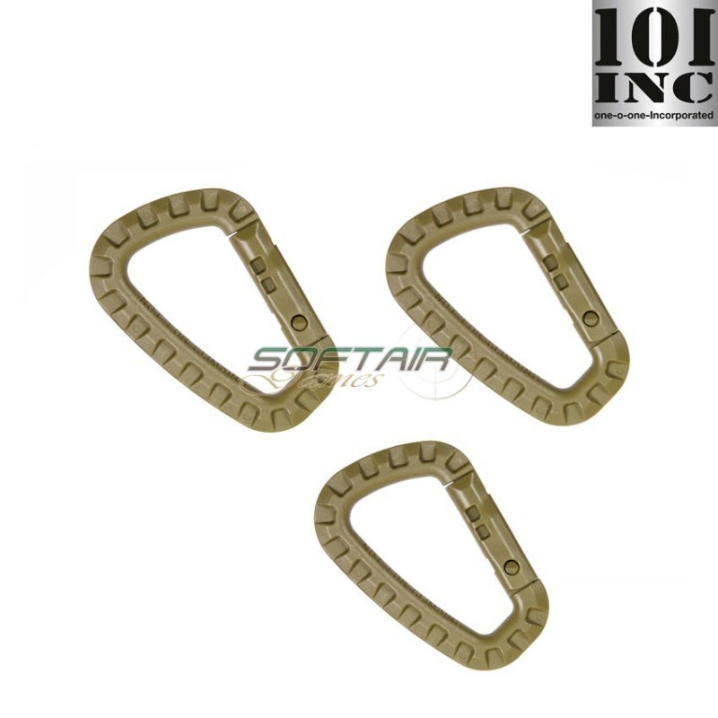 Set 3 Carabiners Tool Tan 101 Inc (inc-259135-set-tan)
