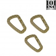 Set 3 Carabiners Tool Tan 101 Inc (inc-259135-set-tan)