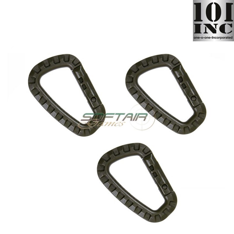 Set 3 Carabiners Tool Green 101 Inc (inc-259135-set-gr)