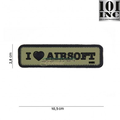 Patch 3d Pvc I Love Airsoft Green 101 Inc (inc-444130-4079)
