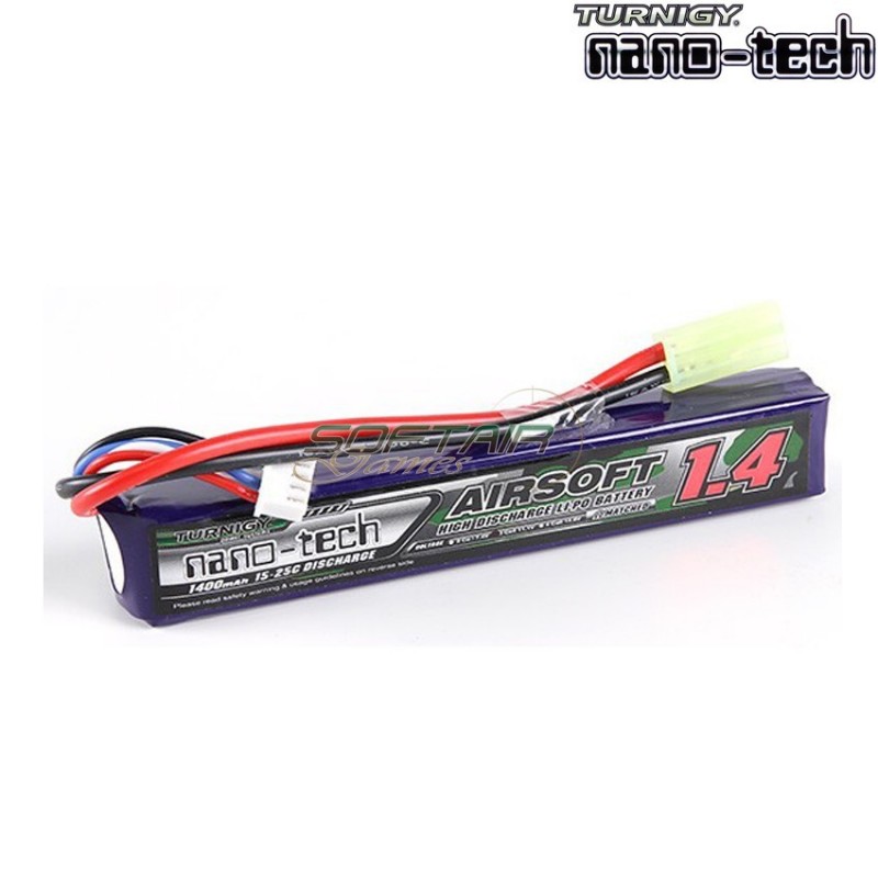 Batteria Lipo Connettore Tamiya 1400mah 7.4v 15~25c Turnigy Nano-tech (1233)