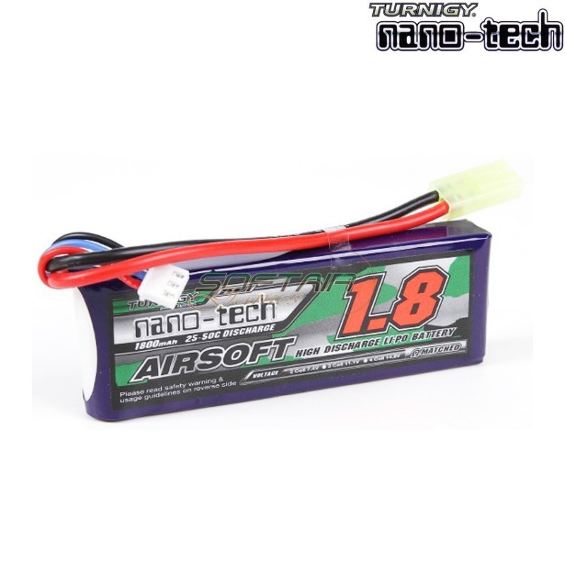Batteria Lipo Connettore Tamiya 1800mah 7.4v 25~50c Turnigy Nano-tech (1299)