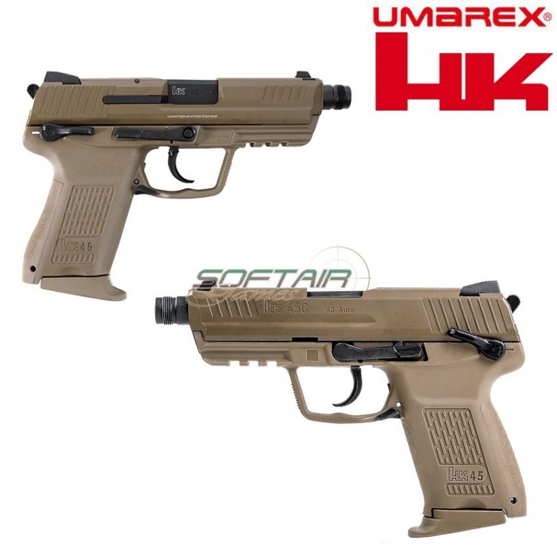 Pistola A Gas Heckler & Koch Hk45ct Flat Dark Earth Scarrellante Umarex (2.6336-rm)