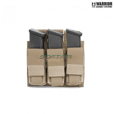 Triple 9mm Pistol Magazines Pouch Coyote Tan Warrior Assault Systems (w-eo-tpda-9-ct)