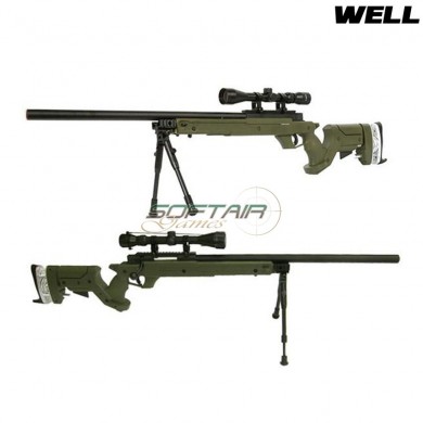 Sniper Spring Rifle Full Set L96 Tactical Karabiner Mauser Green Well (mb05vfull)