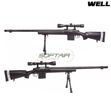 Sniper Spring Rifle Full Set M24 Sws Sniper Black Well (mb4405-bk-full)