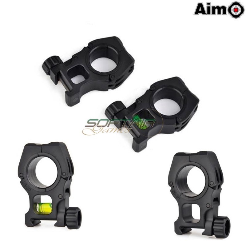 Coppia Anelli M10 Per Ottica 25/30mm Black Aim-o (ao9020-bk)