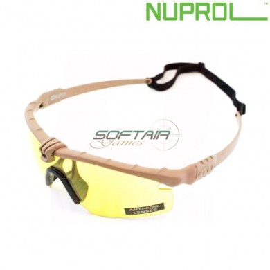 Tactical Battle Pro Eyewear Tan Frame & Yellow Lense Nuprol (nu-6042-tnye)