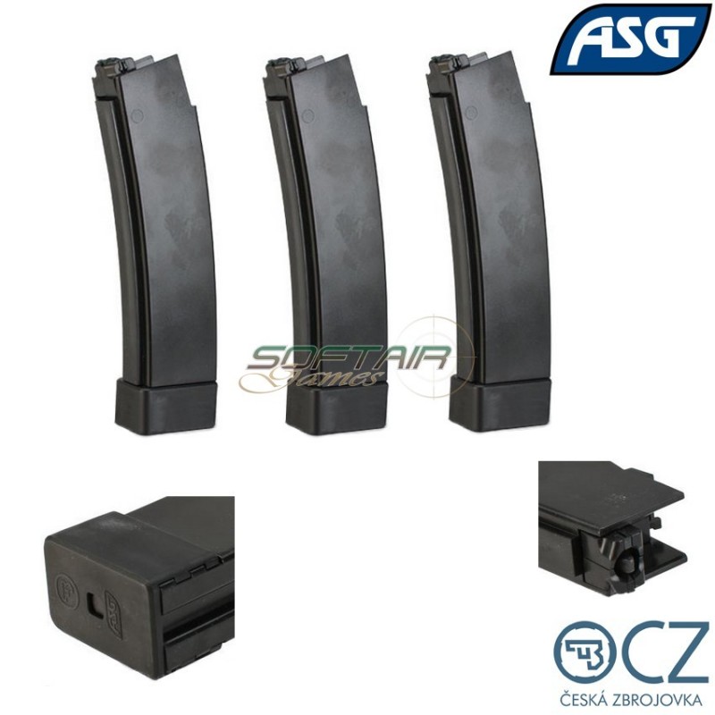 Set 3 Mid-cap Magazines 75bb Black For Scorpion Evo 3-a1 Asg (asg-17844-3)