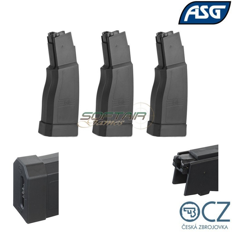 Set 3 Hi-cap Magazines 375bb Black For Scorpion Evo 3-a1 Asg (asg-18394-3)