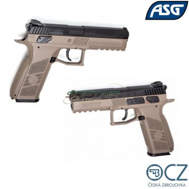 Gas Pistol Fde & Metal Black Slide Cz P-09 Asg (asg-18182)