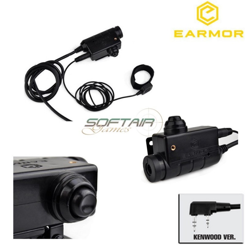 EARMOR PTT Adattatore Radio Militare – Compatibile Con Kenwood E Baofeng, Spina Standard 7.0 Per Cuffie Tattiche
