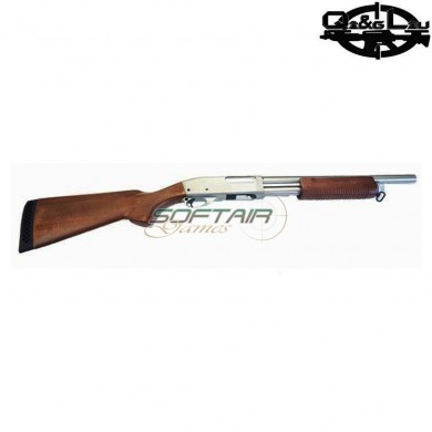 Spring Rifle Shotgun Full Metal Silver & Real Wood M870 Medium Q&g (ql-m870ms)
