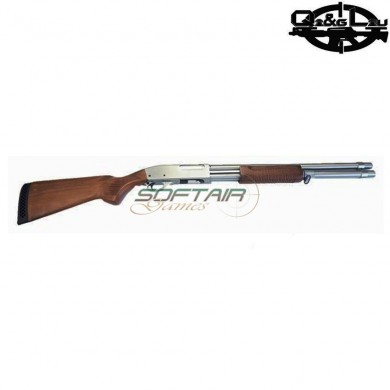 Spring Rifle Shotgun Full Metal Silver & Real Wood M870 Long Q&g (ql-m870ls)