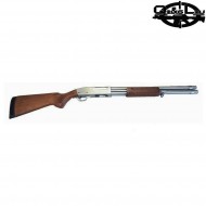 Spring Rifle Shotgun Full Metal Silver & Real Wood M870 Long Q&g (ql-m870ls)