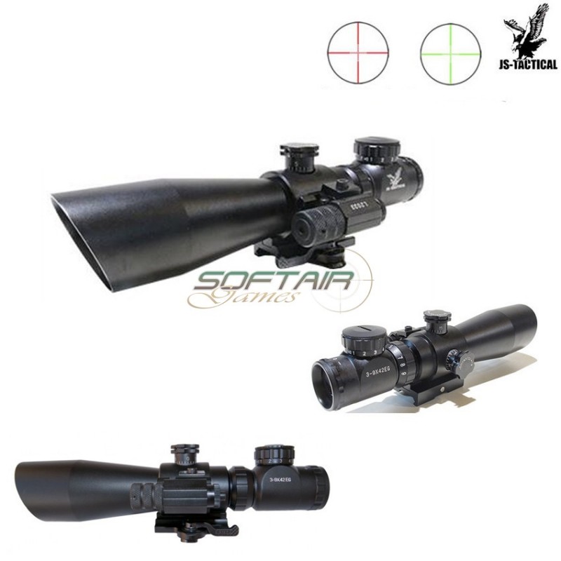 Scope 3-9x42eg Black With Laser Red Js Tactical (js-3-9x42eg)