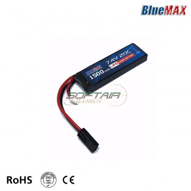 Lipo Battery Mini Tamiya Connector 7.4v X 1500mah 20c Mini Type Bluemax-power® (bmp-7.4x1500-mini)