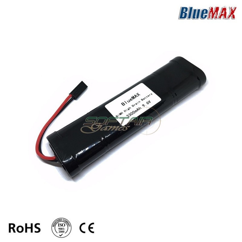 Batteria Nimh Connettore Mini Tamiya 9.6v X 3300mah Large Type Bluemax-power® (bmp-9.6x3300-large)