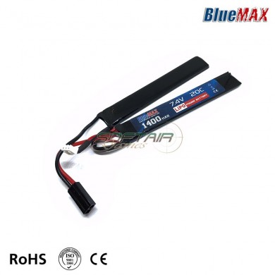 Batteria Lipo Connettore Mini Tamiya 7.4v X 1400mah 20c Cqb Type Bluemax-power® (bmp-7.4x1400-cqb)
