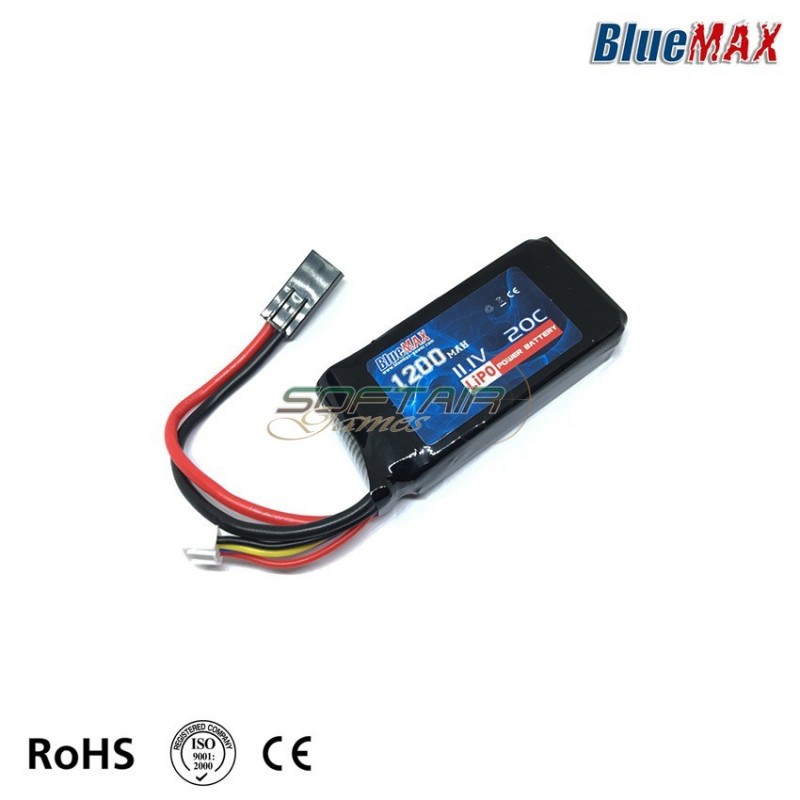 Lipo Battery Mini Tamiya Connector 11.1v X 1200mah 20c Peq Type Bluemax-power® (bmp-11.1x1200-peq)