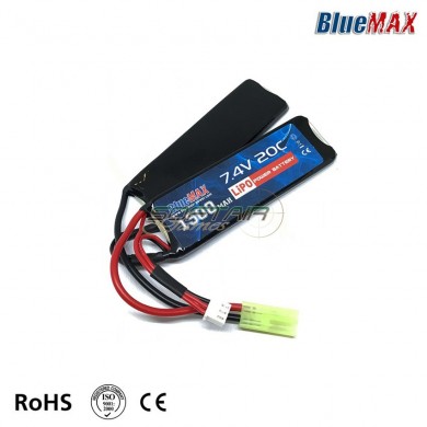 Batteria Lipo Connettore Mini Tamiya 7.4v X 1500mah 20c Cqb Mini Type Bluemax-power® (bmp-7.4x1500-cqbm)