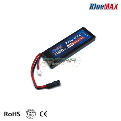 Lipo Battery Mini Tamiya Connector 7.4v X 1800mah 25c Mini Type Bluemax-power® (bmp-7.4x1800-mini)