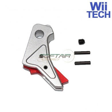 Cnc Trigger Type B Tactical Silver-red For Glock Marui/we Wii Tech (wt-3347)