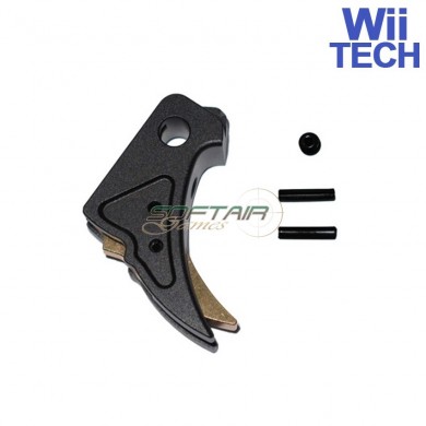 Cnc Trigger Type A Tactical Black-gold For Glock Marui/we Wii Tech (wt-3345)