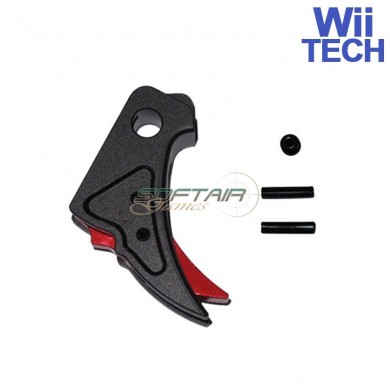 Cnc Trigger Type A Tactical Black-red For Glock Marui/we Wii Tech (wt-3343)