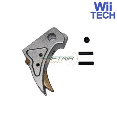 Cnc Trigger Type A Tactical Silver-gold For Glock Marui/we Wii Tech (wt-3342)