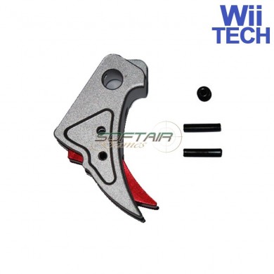 Cnc Trigger Type A Tactical Silver-red For Glock Marui/we Wii Tech (wt-3340)