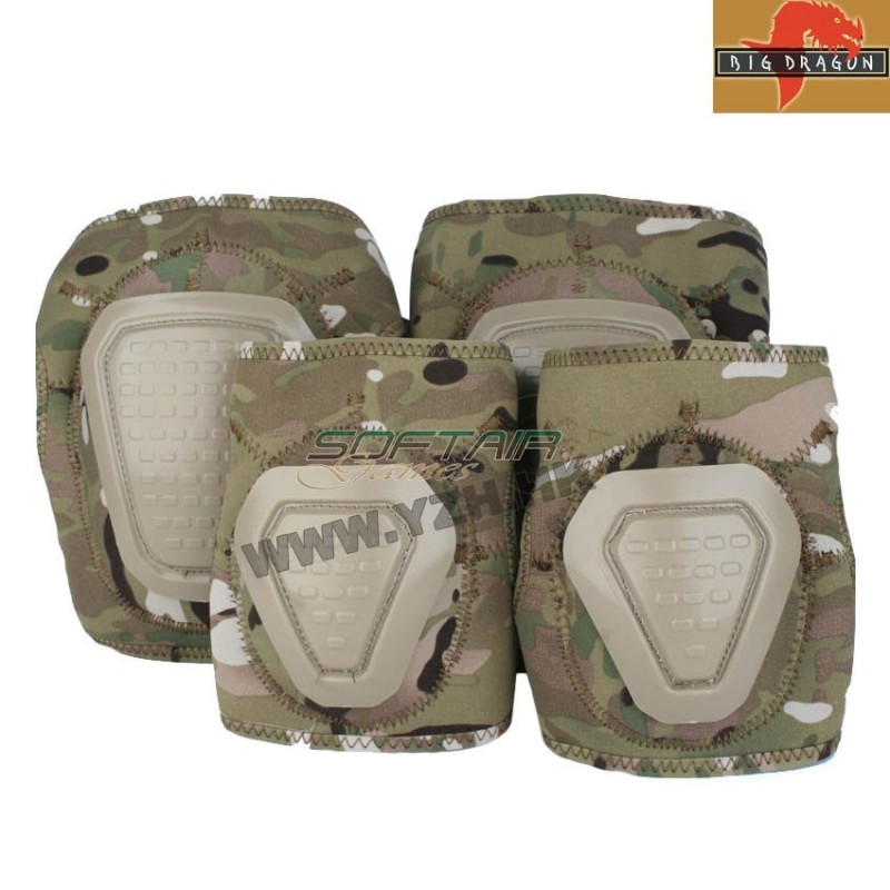 Set Neoprene Knee And Elbow Pad Multicam Big Dragon (bd7062c)