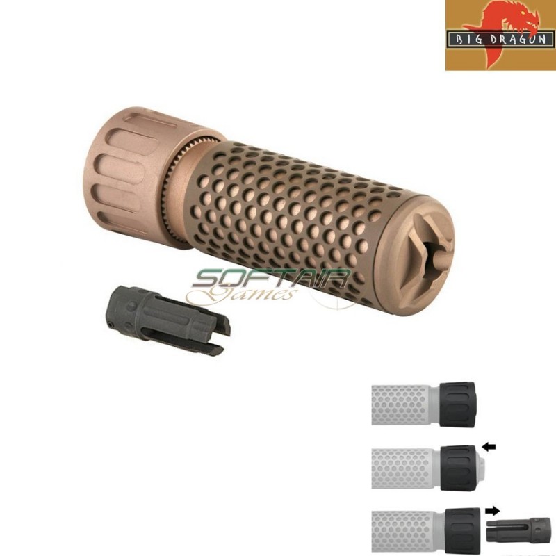 Silencer Tan Quick Detach Supressor Qdc/cqb Big Dragon (bd0541a)