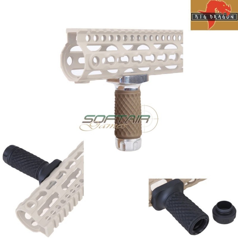 Grip Short Golfball For Keymod System Silver & Dark Earth Big Dragon (bd9000c)