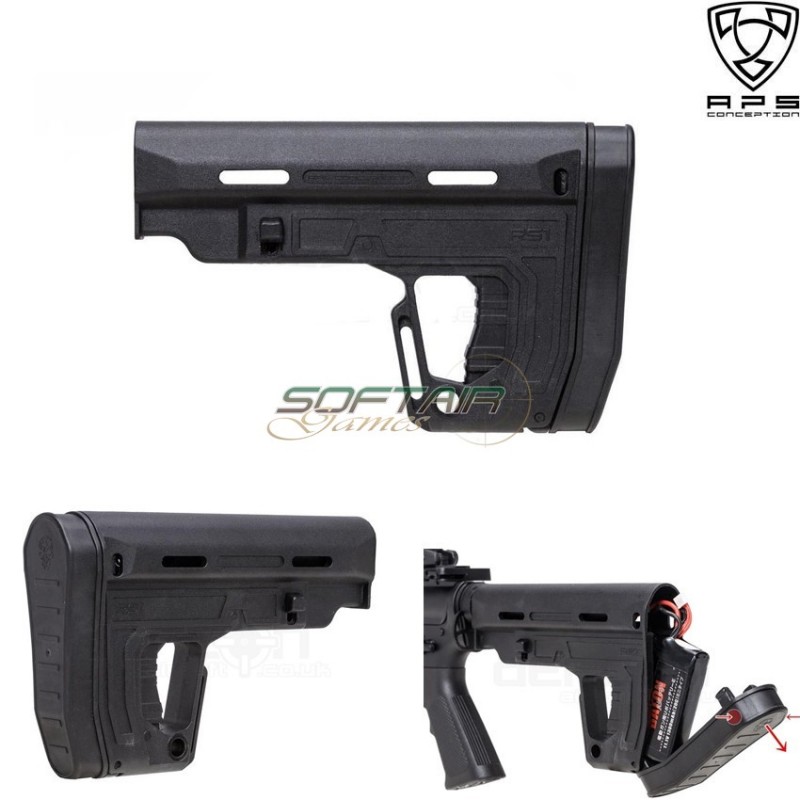 Rs1 Style Stock Black For Aeg M4/m16 Aps (aps-ee070-bk) Rs1 Style Stock Black For Aeg M4/m16 Aps (aps-ee070-bk)