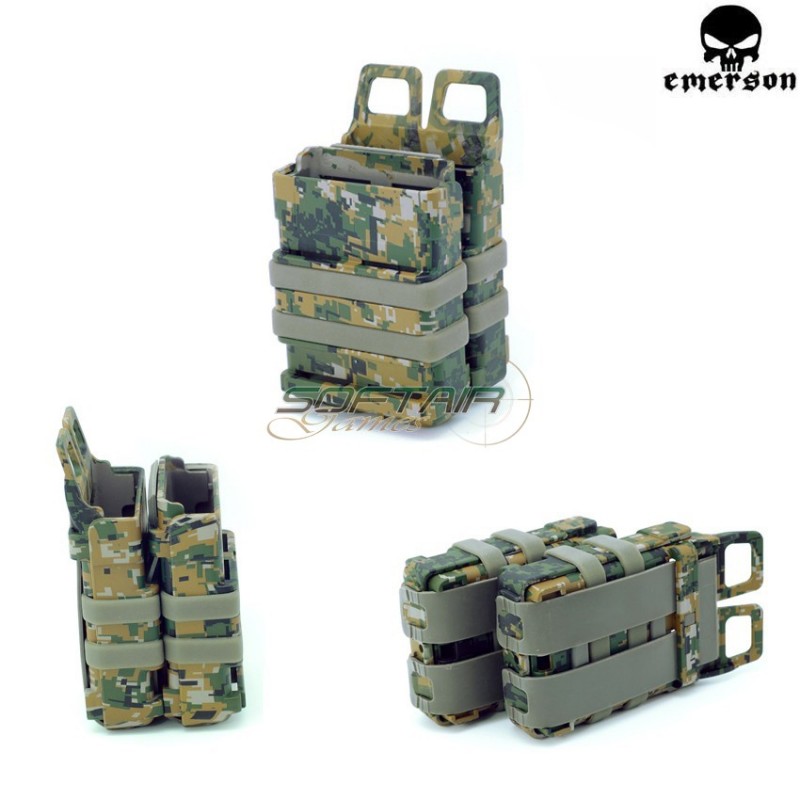 Double Rigid Fast 5.56 M4 Mag Pouch Digital Marpat Emerson (em6350dm)