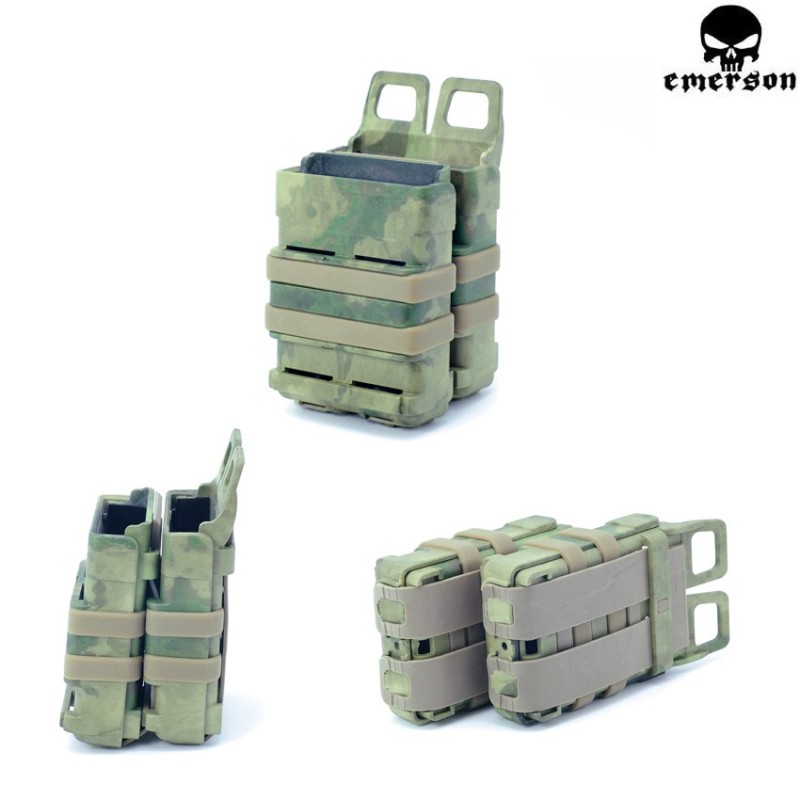 Double Rigid Fast 5.56 M4 Mag Pouch Atacs Foliage Green Emerson (em6350atfg)