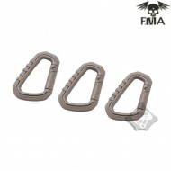 Set 3 Carabiners Big Type D Dark Earth Fma (fma-tb861) Set 3 Carabiners Big Type D Dark Earth Fma (fma-tb861)