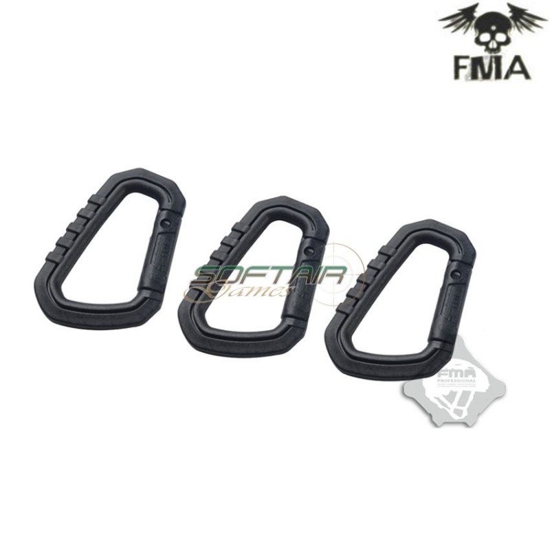 Set 3 Moschettoni Big Type D Black Fma (fma-tb862)