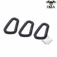 Set 3 Carabiners Big Type D Black Fma (fma-tb862)