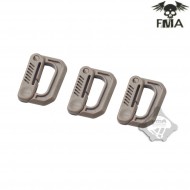 Set 3 Moschettoni Small Type D Dark Earth Fma (fma-tb866)