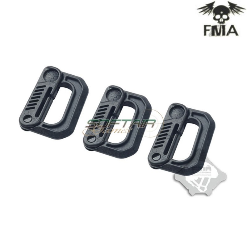 Set 3 Moschettoni Small Type D Black Fma (fma-tb867)