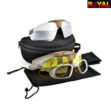 Tactical Glasses Dark Earth With 3 Lenses Royal (6055t)