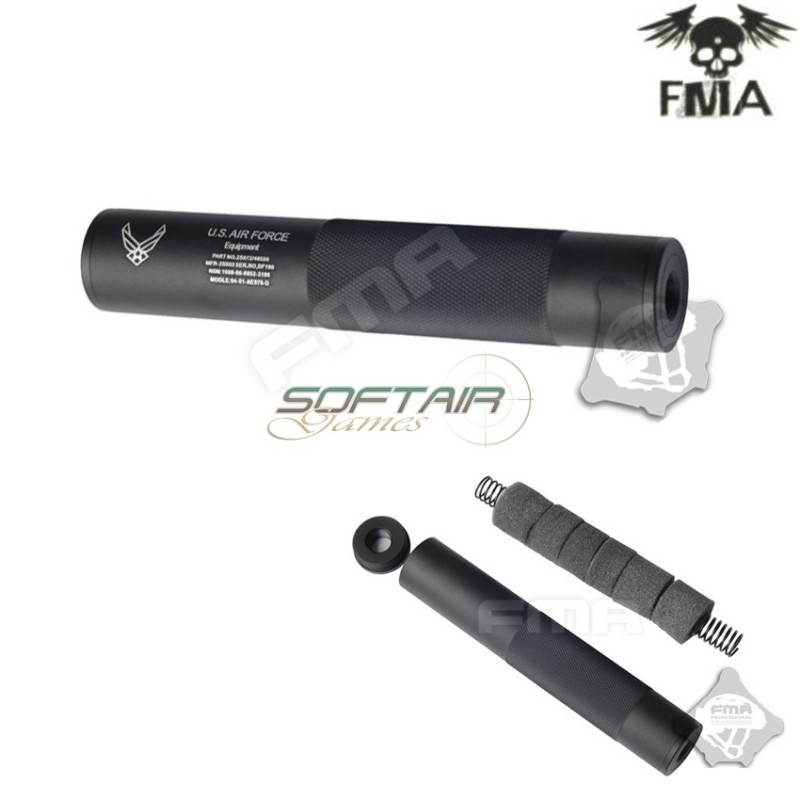 Silencer 14mm Cw/ccw Air Force Type 198mm Black Fma (fma-tb881) Silencer 14mm Cw/ccw Air Force Type 198mm Black Fma (fma-tb881)