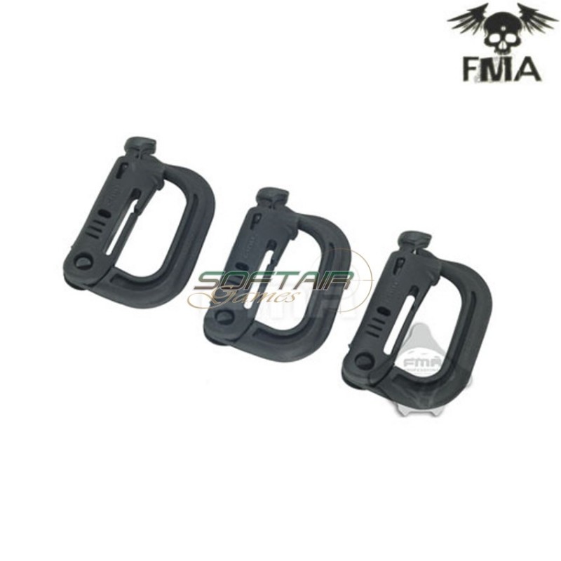Set 3 Carabiners Ftw Small Type D Black Fma (fma-tb921)