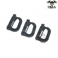 Set 3 Carabiners Ftw Small Type D Black Fma (fma-tb921)