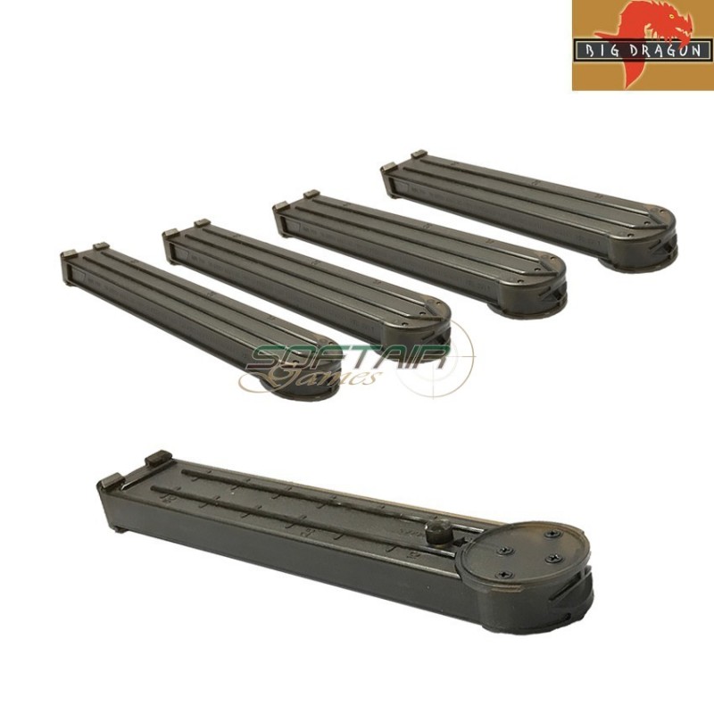 Set 4 Mid-cap Magazines 170bb P90 Black Big Dragon (bd4236)