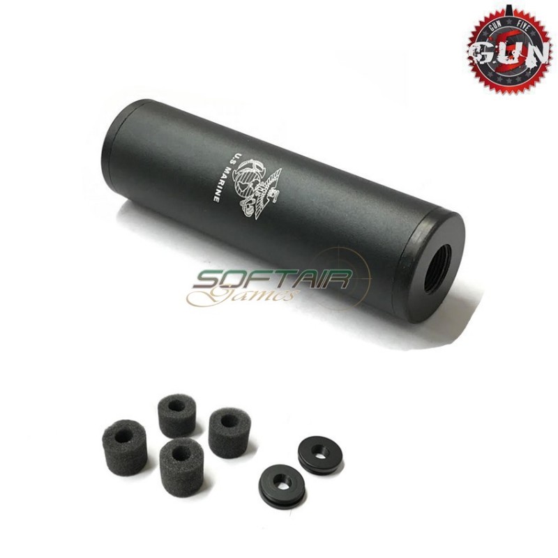 Silenziatore 14mm Cw/ccw U.s. Marine Slim Type 110mm Black Gun Five (gf-rh0030-bk)